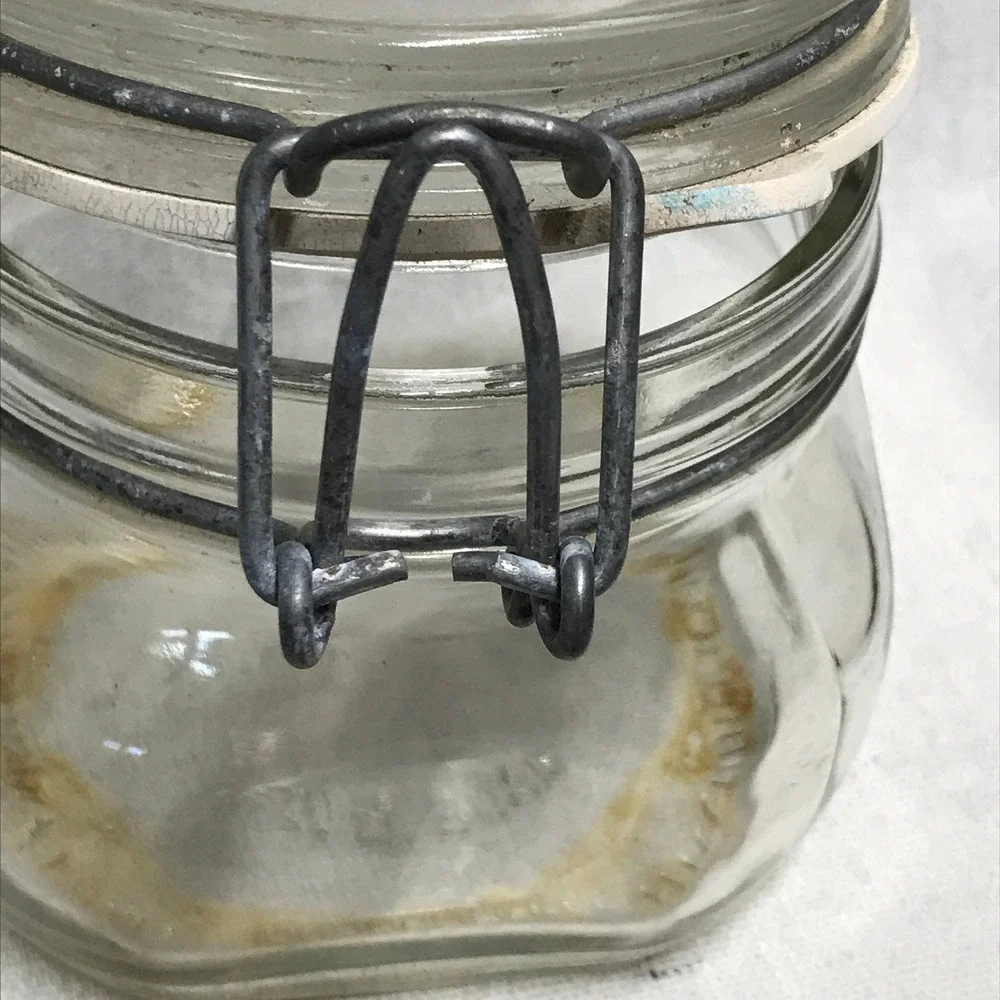Vintage Italian Storage Jar Fidenza Italy Canning Food Storage Jar Wire Bail Lid - Picture 3 of 8